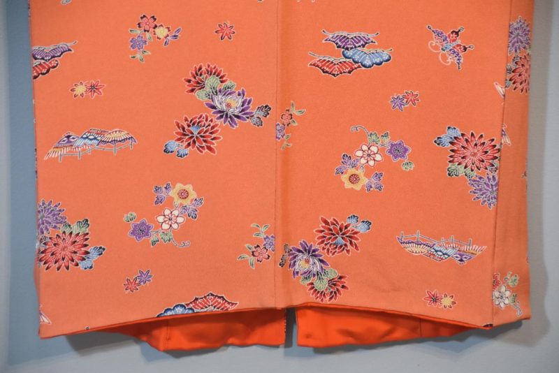 Coral Coloured Vintage Silk Kimono - Image 6