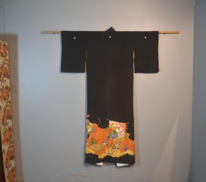 Japanese Black Embroidered Silk Kimono