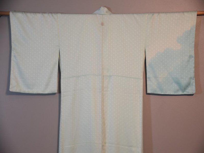 Cloud Pattern Aqua Silk Jacquard Kimono - Image 5
