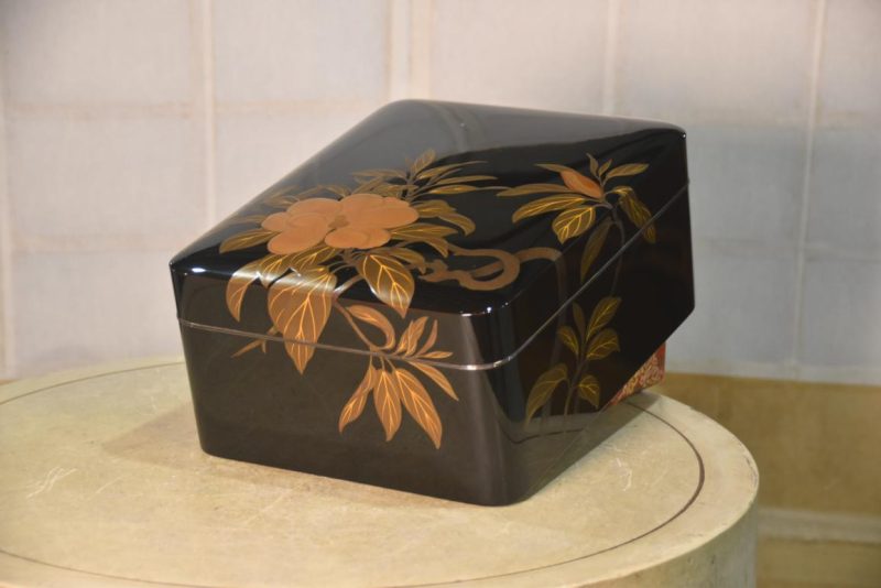 Vintage Japanese Maki-E Lacquered Letter Box  Tebako Width:330mm