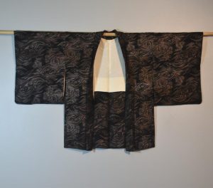 Vintage Japanese Silk Haori Jacket with Waves