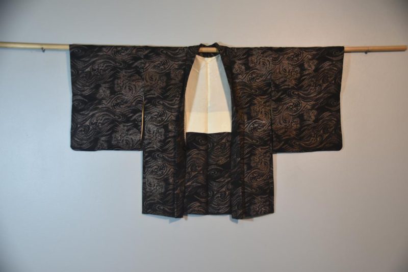 Vintage Japanese Silk Haori Jacket with Waves