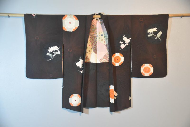 Vintage Japanese Silk Haori Jacket with flowers - Image 5