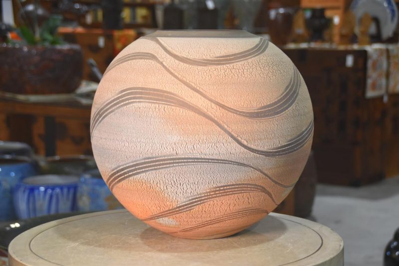 Japanese Modern Pottery Vase by Okada Hideo Width:410mm
