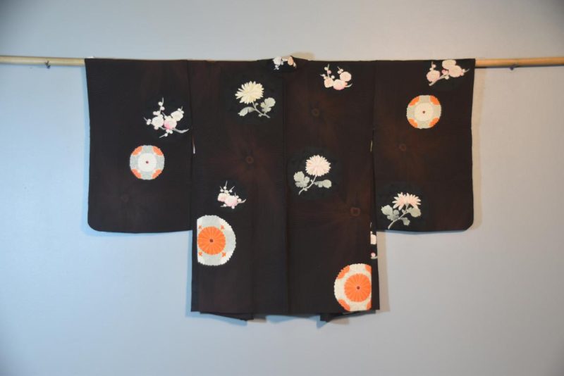 Vintage Japanese Silk Haori Jacket with flowers