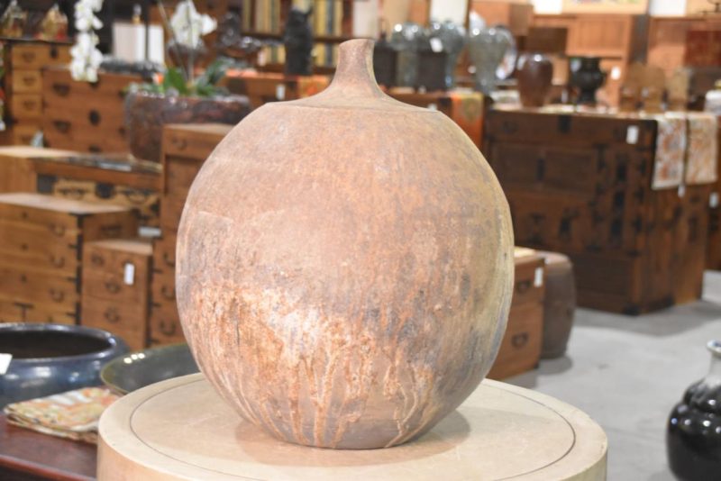 Ikebana Drip Glaze Wood Fired Vase Width390mm - Image 5