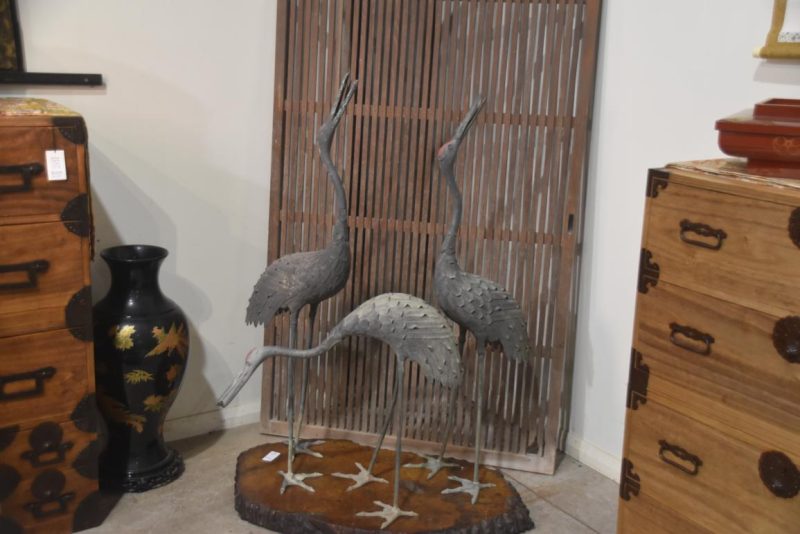 3 x Japanese Bronze Garden Cranes Height:1150mm - Image 8