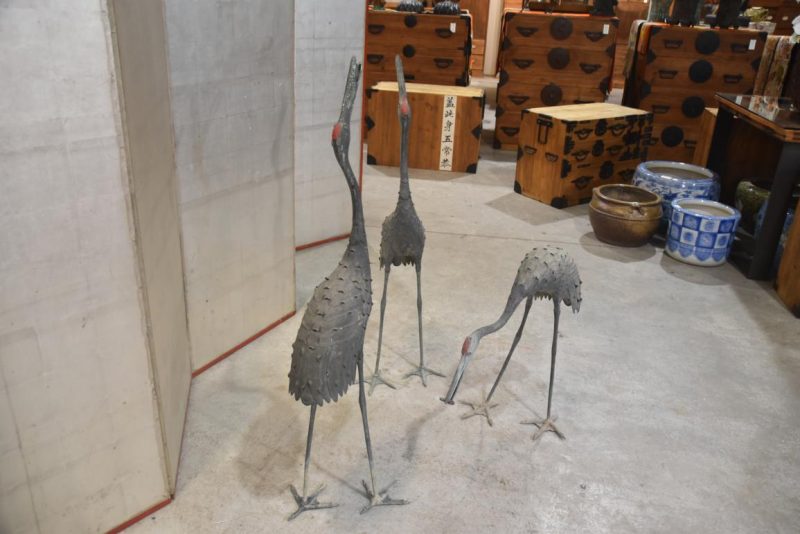 3 x Japanese Bronze Garden Cranes Height:1150mm - Image 7