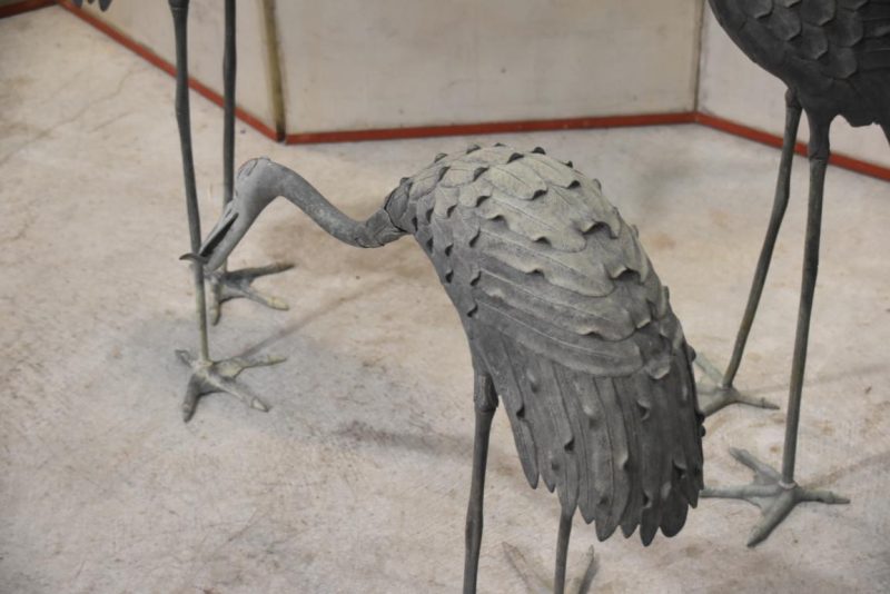 3 x Japanese Bronze Garden Cranes Height:1150mm - Image 3