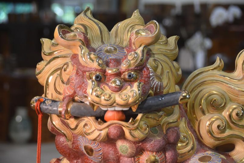 Large Kutani Pottery Shishi Buddhist Lion Dog Height:580mm - Image 2