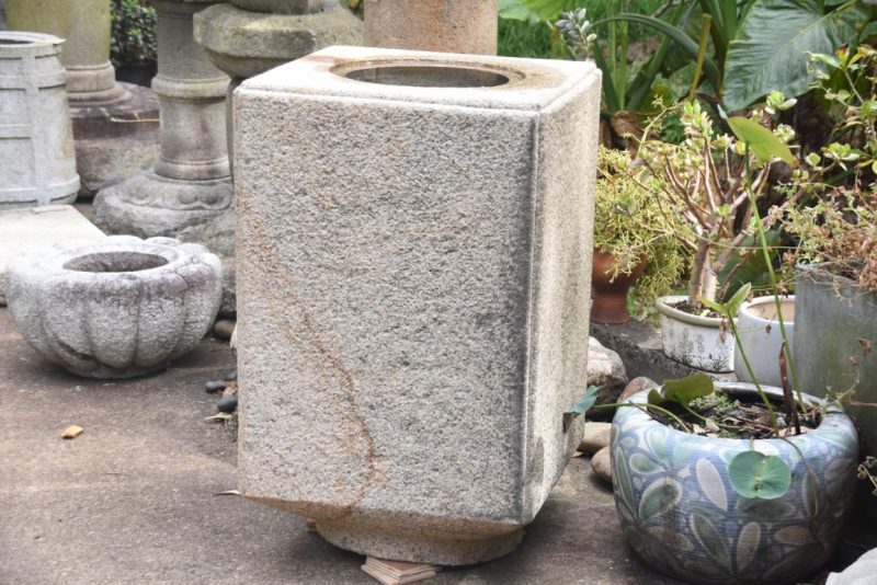 Antique Japanese Square Granite Garden Basin Width:575mm - Image 3