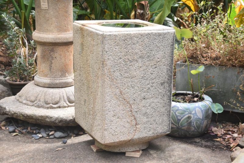 Antique Japanese Square Granite Garden Basin Width:575mm