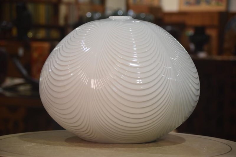 Japanese Hakuji White Celadon Vase Width:365mm - Image 7