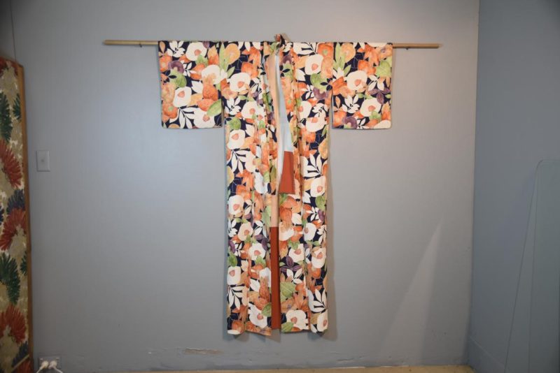 Flowers on Japanese Silk Kimono - Image 5