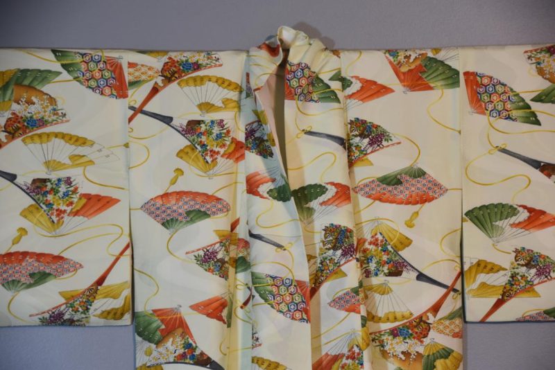 Fans on Japanese Silk Kimono - Image 6