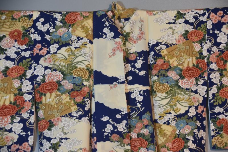 Blossom & Fans Japanese Silk Kimono - Image 2