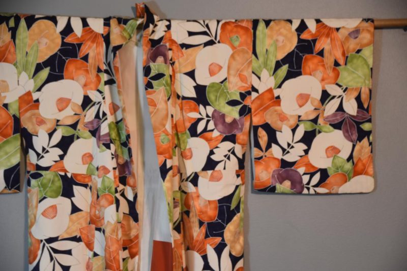 Flowers on Japanese Silk Kimono - Image 4