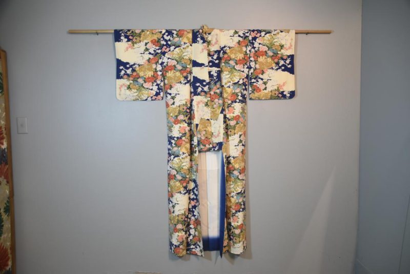 Blossom & Fans Japanese Silk Kimono - Image 3