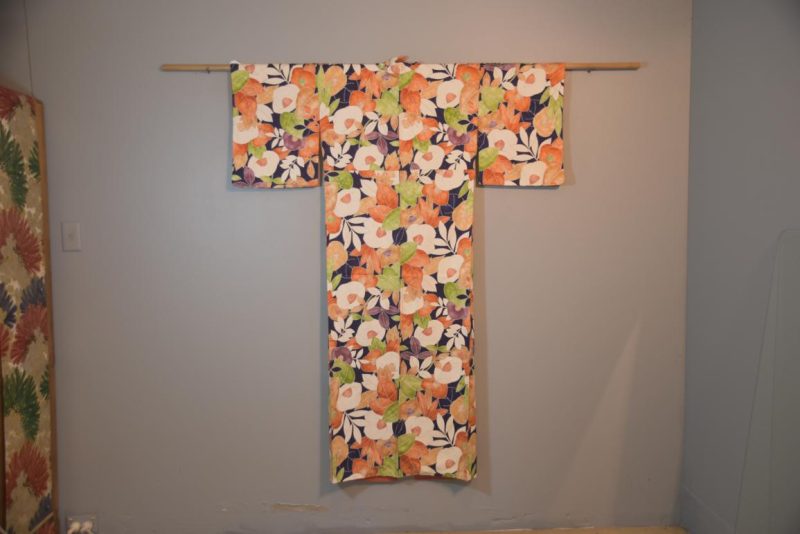 Flowers on Japanese Silk Kimono