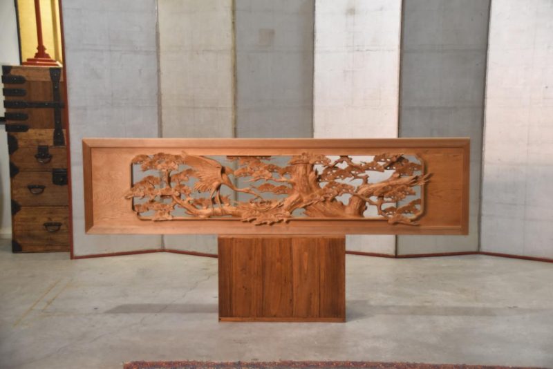 Japanese Carved Wooden Rama Transom Width:1855mm