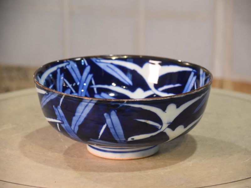 Blue and White Porcelain Bowl decorated with Birds Width:250mm