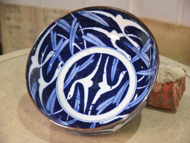 Blue and White Porcelain Bowl decorated with Birds Width:250mm - Image 3