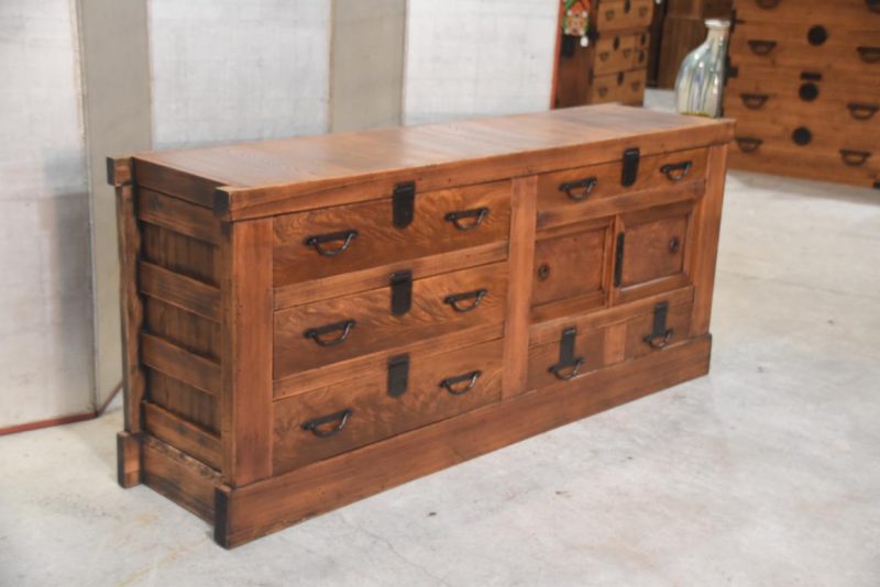 Antique Multi Drawer Japanese Sideboard Width:1845mm - Image 13