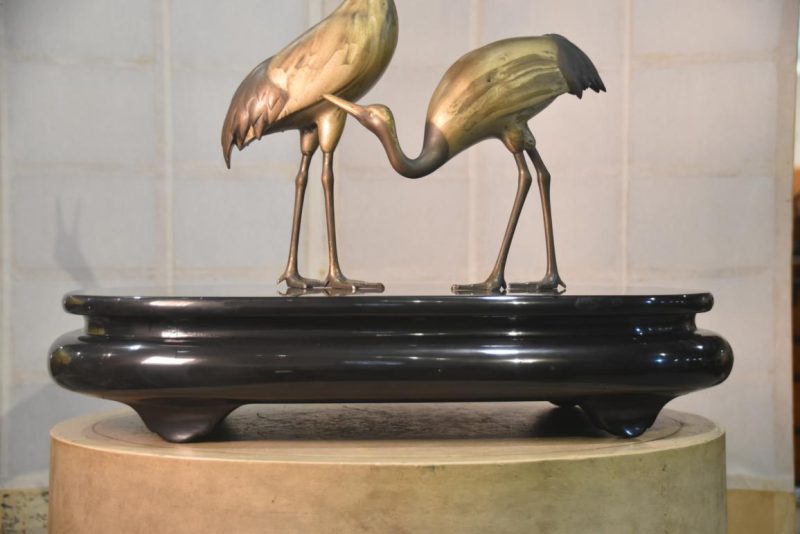 Pair of  Bronze Cranes on a Lacquer Stand Height:550mm - Image 11