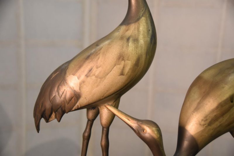 Pair of  Bronze Cranes on a Lacquer Stand Height:550mm - Image 10