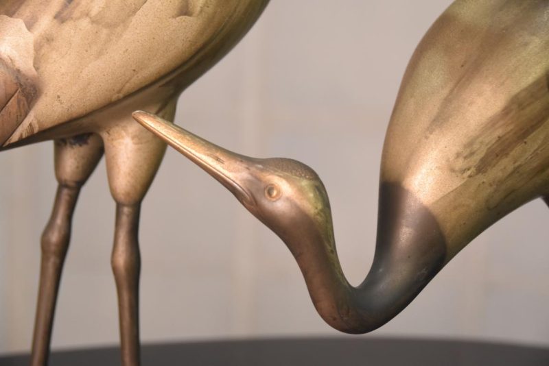 Pair of  Bronze Cranes on a Lacquer Stand Height:550mm - Image 2