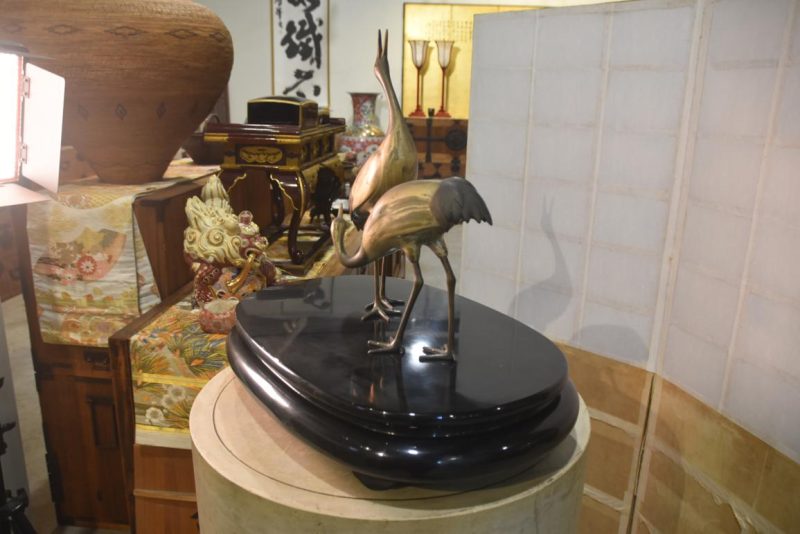Pair of  Bronze Cranes on a Lacquer Stand Height:550mm - Image 6