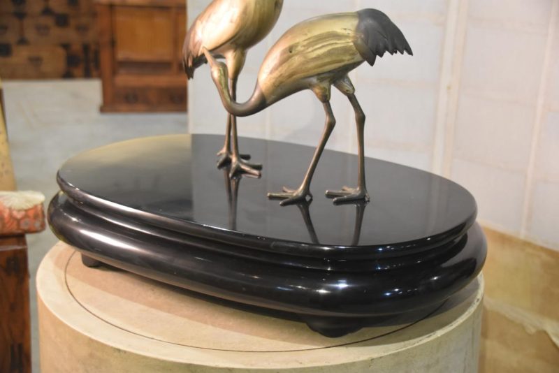 Pair of  Bronze Cranes on a Lacquer Stand Height:550mm - Image 5