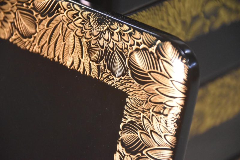 Jubako Lacquer Box with Gold Detail  Height:230mm - Image 4