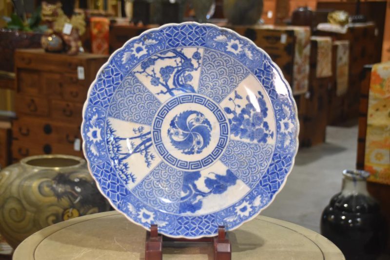 Japanese Blue and White Stencil (Igezara) Plate Width:406mm