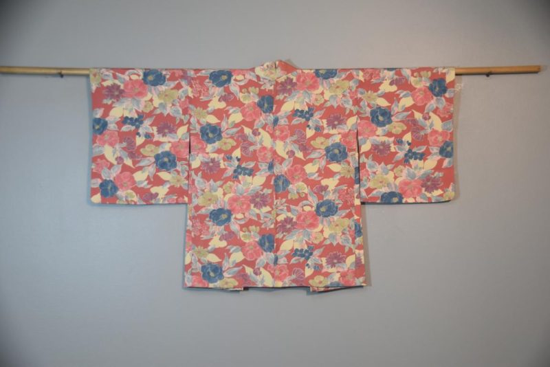 Silk Haori Jacket Pink and Blue Floral