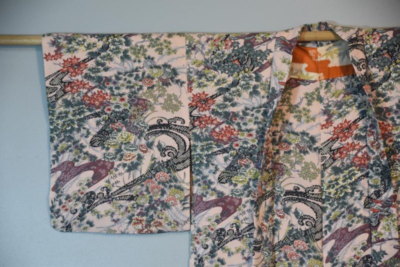 Silk Haori Jacket with Floral and Bird design. - Image 6
