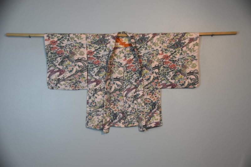 Silk Haori Jacket with Floral and Bird design. - Image 4