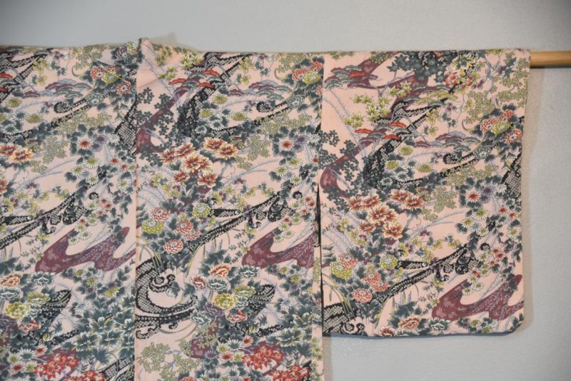 Silk Haori Jacket with Floral and Bird design. - Image 3