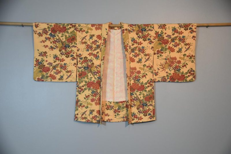 Silk Haori Jacket Pink and Blue Floral - Image 4