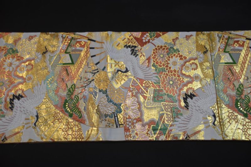 Vintage Obi Sash /Table Runner Gold and Cream Length:4000mm - Image 3