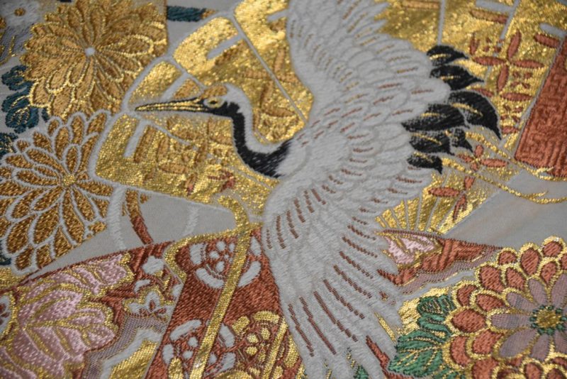 Vintage Obi Sash /Table Runner Gold and Cream Length:4000mm - Image 2
