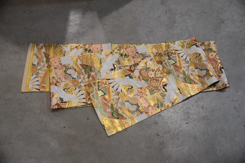 Vintage Obi Sash /Table Runner Gold and Cream Length:4000mm - Image 6