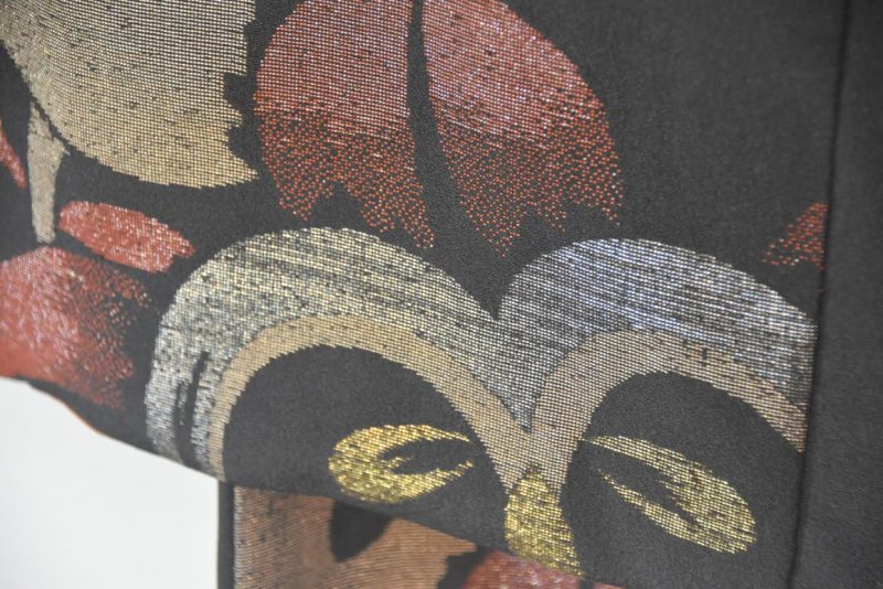 Vintage Black Silk Haori Jacket with Lacquered Threads - Image 4