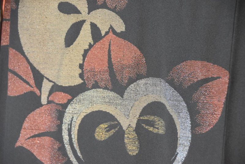 Vintage Black Silk Haori Jacket with Lacquered Threads - Image 2