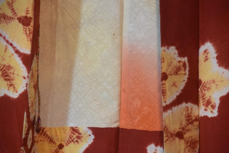 Japanese Rusty Red Silk Shibori (Tie dyed) Haori Jacket - Image 6