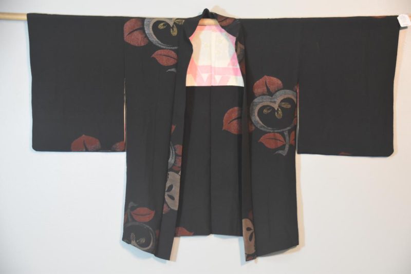 Vintage Black Silk Haori Jacket with Lacquered Threads - Image 6