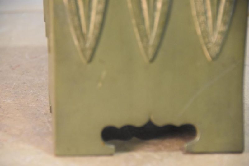 Green Patina Bronze Usubata Ikenobu Vase Width:193mm - Image 3