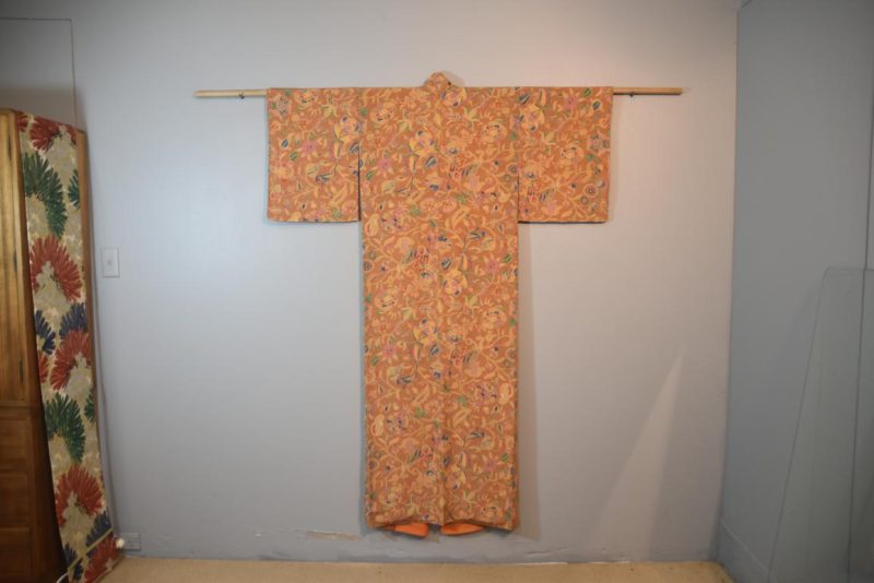 Stylised Flowers on Japanese Silk Crepe Kimono