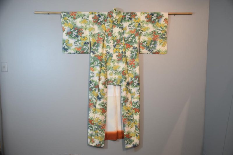 Summer Flowers on Japanese Silk Crepe Kimono - Image 4