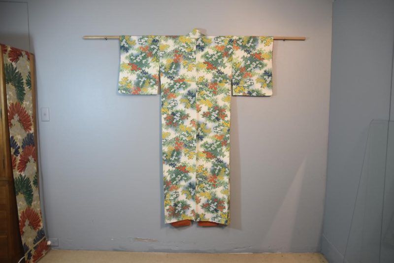Summer Flowers on Japanese Silk Crepe Kimono